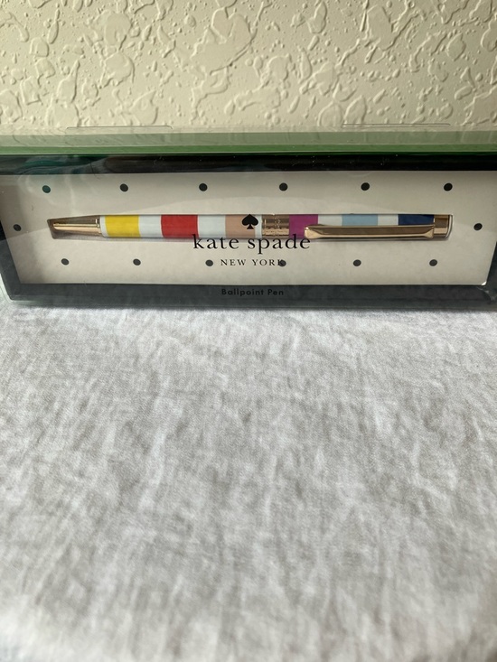 kate spade Other - kate spade: Multicolor Stripe Gold Tone Trim Ballpoint Pen- Black